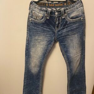 Rock Revival Bootcut Blue Jeans Vintage Distressed